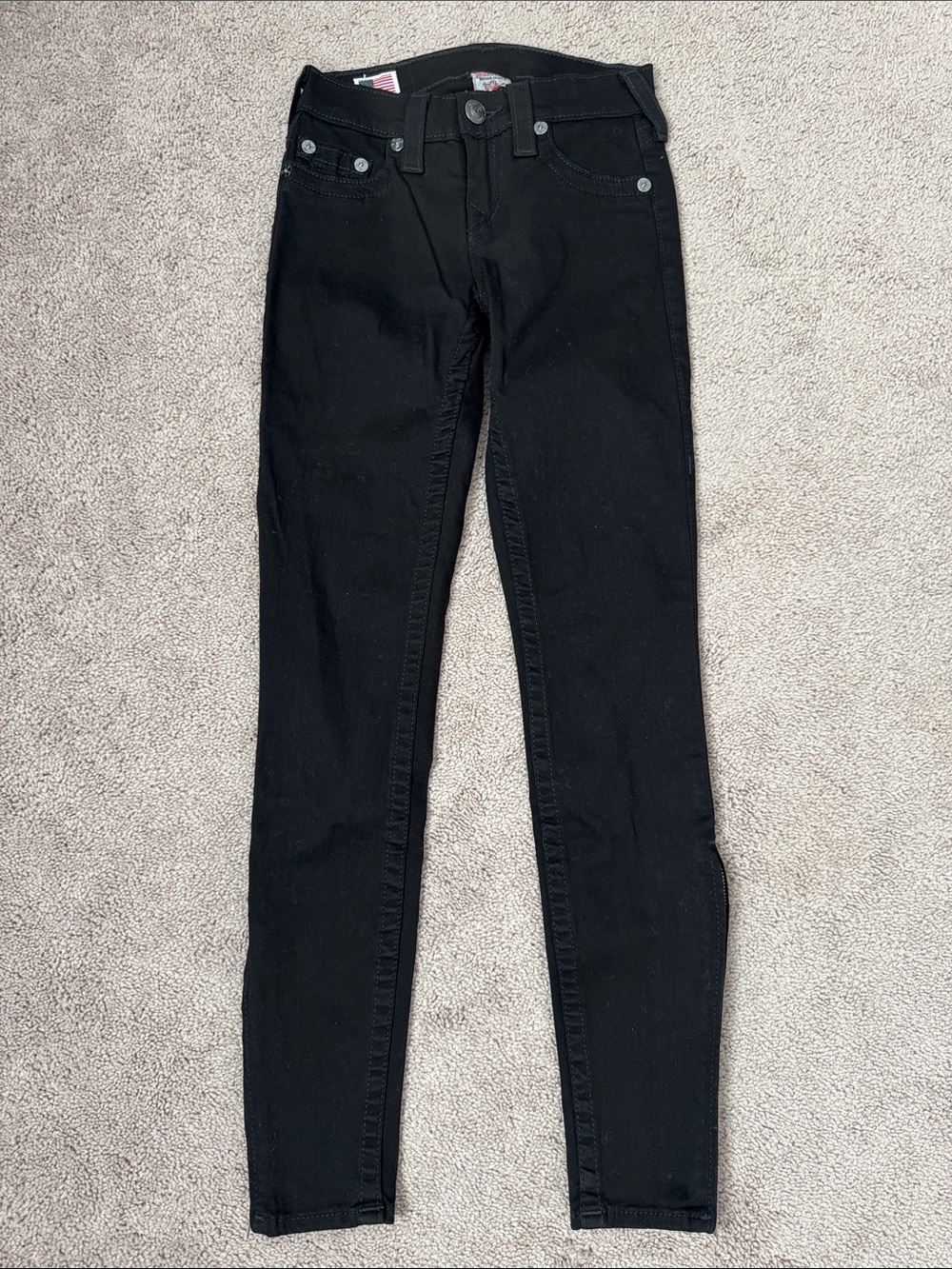 True Religion Tara Black Skinny Ankle Zipper Jeans Size 23